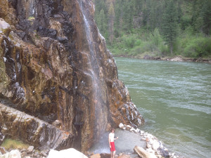 My brother Rob in front of the waterfall/"jacuzzi"