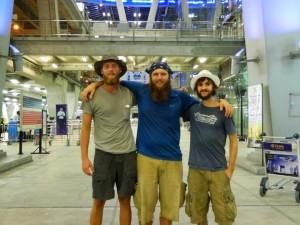 The "Artists Abroad" group from left: Aaron, Corey & me upon our arrival in Bangkok